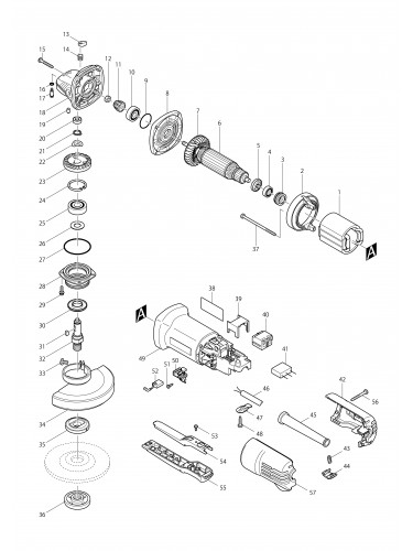 Vue éclatée Makita 9558HP#01