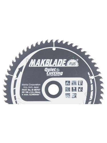 Lame de scie circulaire, Makblade+ T.C.T, 190 x 20 mm, 60 dents Makita