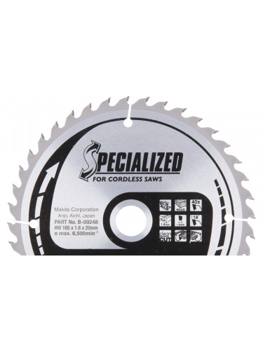Lame de scie circulaire, spécialisé t.c.t, 165 x 20 mm, 40 t Makita
