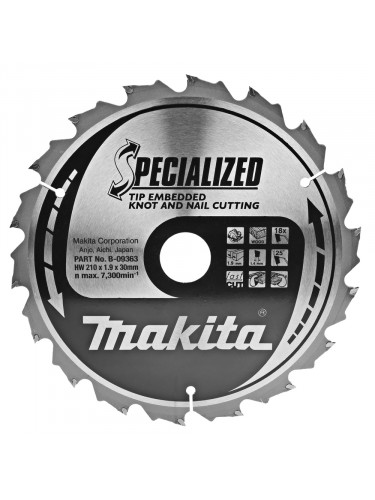 Lames carbures ''Specialized'' bois avec clous, pour scies circulaires Makita