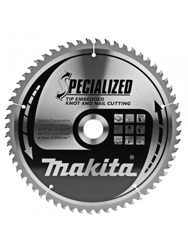 Lames carbures ''Specialized'' bois avec clous, pour scies circulaires Makita