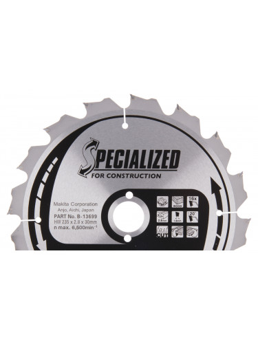 Lames carbures ''Specialized'' construction (FERMACELL®), pour scies circulaires. Makita