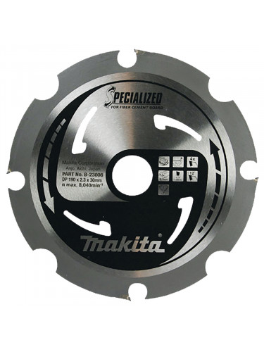 Lames carbures ''Specialized'' fibro-ciment, pour scies circulaires Makita