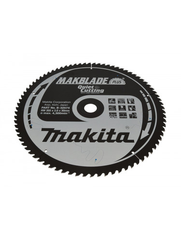 Lame de scie circulaire, Makblade+ T.C.T, 355 x 30 mm, 80 dents Makita
