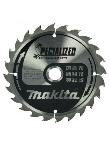 Lame de scie circulaire, T.C.T, 165 x 20 mm, 24 dents Makita