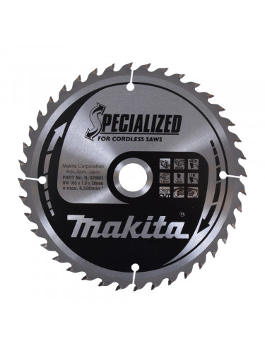 Lame de scie circulaire, alliage T.C.T spécialisé, 165 x 20 mm, 40 dents Makita