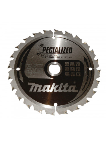Lames carbures ''Specialized'' bois avec clous, pour scies circulaires Makita