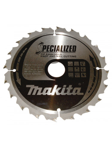 Lame de scie circulaire, alliage T.C.T spécialisé, 185 x 30 mm, 20 dents Makita