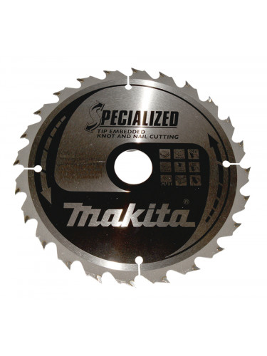 Lames carbures ''Specialized'' bois avec clous, pour scies circulaires Makita