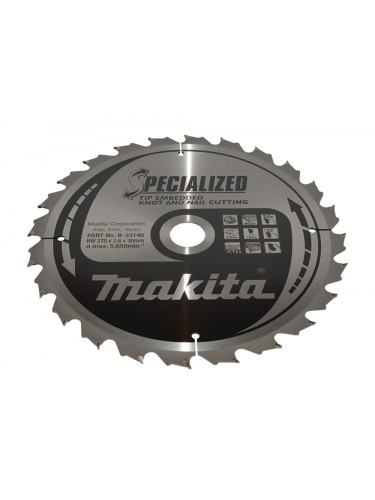 Lame de scie circulaire, alliage T.C.T spécialisé, 270 x 30 mm, 24 dents Makita