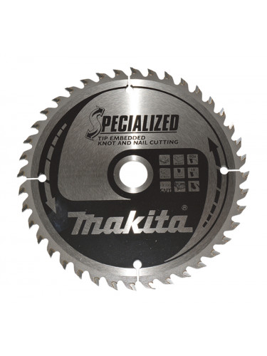 Lames carbures ''Specialized'' bois avec clous, pour scies circulaires Makita