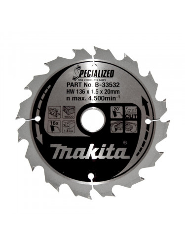 Lames carbure ''Specialized'' bois, pour scies circulaires à batterie Makita
