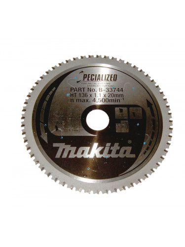 Lame de scie circulaire, alliage T.C.T spécialisé, 136 x 20 mm, 56 dents Makita