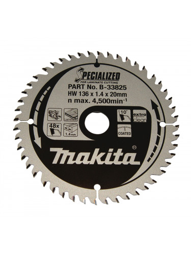 Lame de scie circulaire, alliage T.C.T spécialisé, 136 x 20 mm, 48 dents Makita