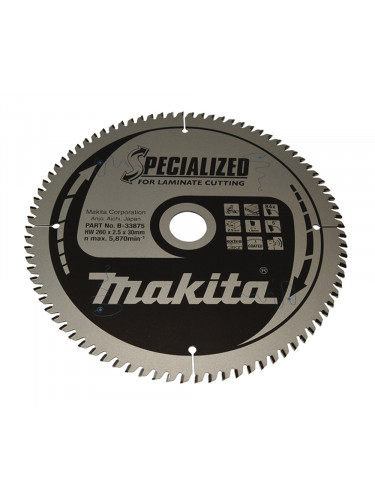 Lame de scie circulaire, alliage T.C.T spécialisé, 260 x 30 mm, 84 dents Makita