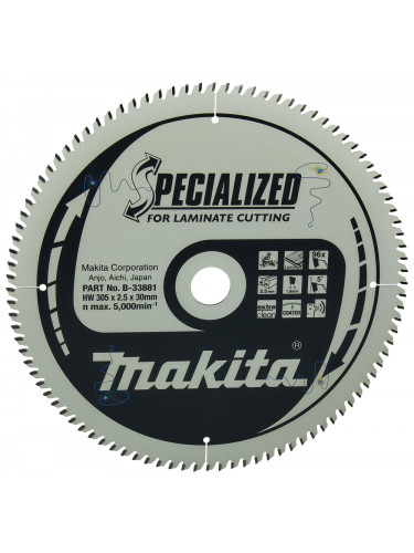 Lame de scie circulaire, alliage T.C.T spécialisé, 305 x 30 mm, 96 dents Makita