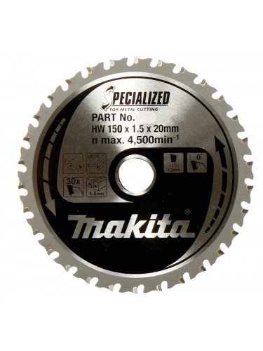 Lame de scie circulaire, alliage T.C.T spécialisé, 150 x 20 mm, 52 dents Makita