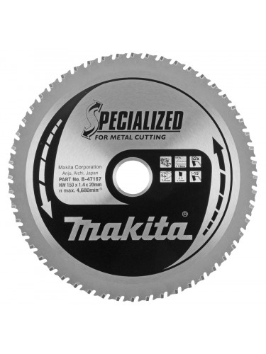 Lame de scie circulaire, alliage T.C.T spécialisé, 150 x 20 mm, 52 dents Makita