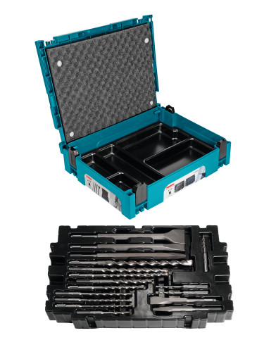 Coffret MAKPAC 12 Forets et 5 Outils Burinage SDS-Plus Makita