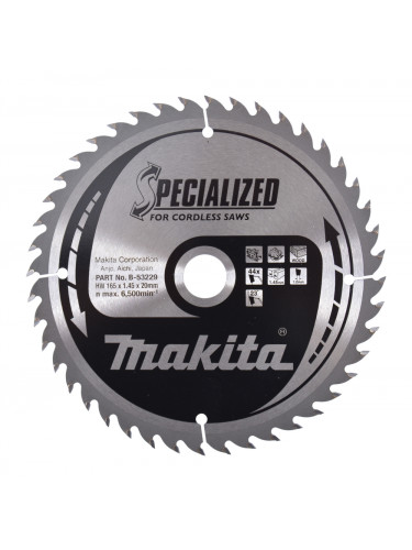 Lame de scie circulaire, alliage T.C.T spécialisé, 165 x 20 mm, 44 dents Makita