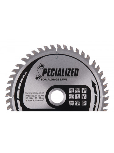 Lame de scie circulaire, alliage T.C.T spécialisé, 165 x 20 mm, 48 dents Makita