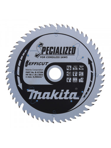 Lames carbures EFFICUT pour bois, MDF et stratifié, pour scies circulaires à batterie Makita