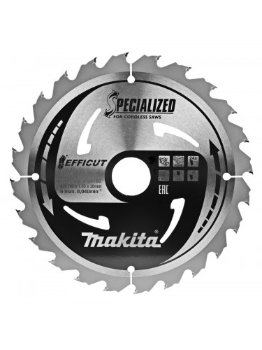Lames carbures EFFICUT pour bois, pour scies circulaires à batterie Makita