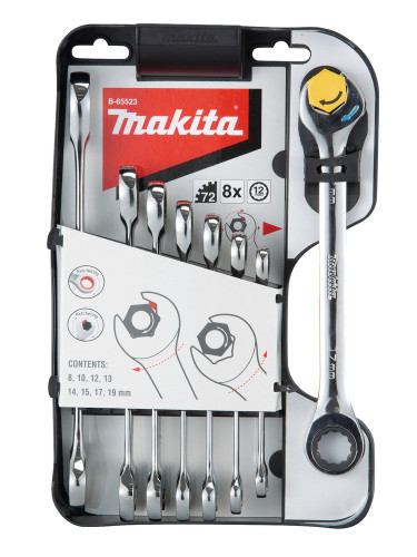 Jeu de clés mixtes à serrage rapide et à cliquet Makita