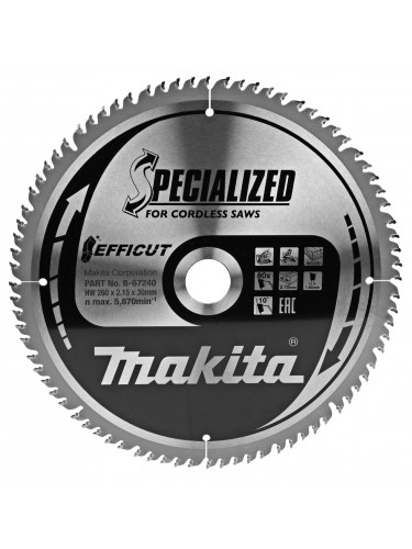 Lame de scie circulaire, T.C.T Efficut, 260 x 30 mm, 80 dents Makita