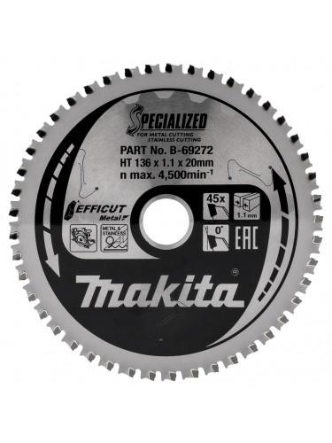 Lames carbures ''Specialized'' Inox et Métal, pour scies circulaires à métaux à batterie Makita