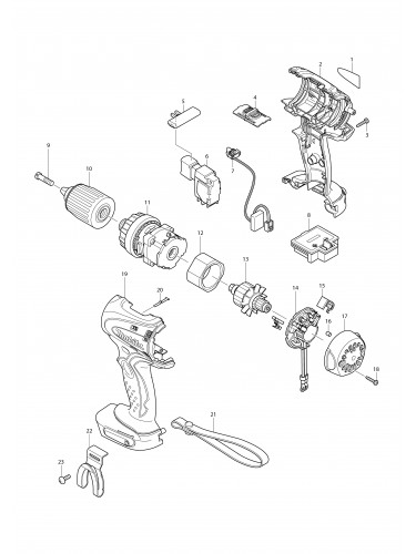 Vue éclatée Makita BDF440#01