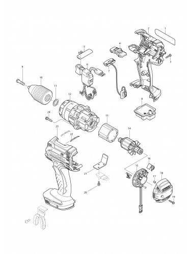 Vue éclatée Makita BDF454#01