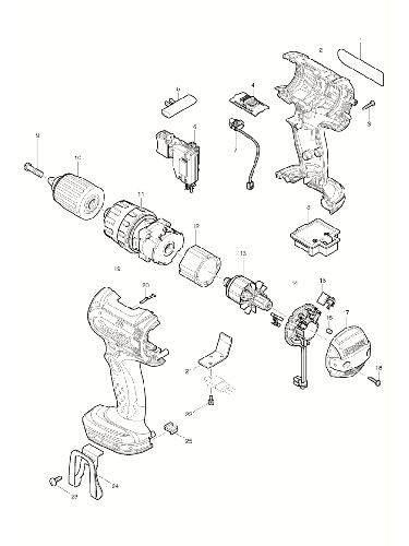 PIECES DETACHEES  VISSEUSE A PERCUSSION  MAKITA BHP442RFE