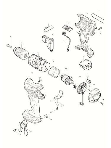PIECES DETACHEES PERCEUSE VISSEUSE A PERCUSSION MAKITA BHP452RFE