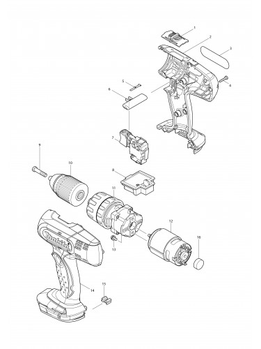 Vue éclatée Makita BHP453#01