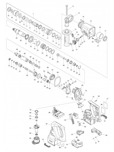 Vue éclatée Makita BHR243#01