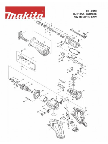 PIECES  DETACHEES SCIE SABRE MAKITA BJR181