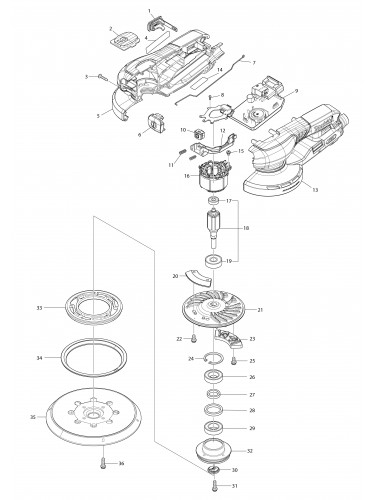 Vue éclatée Makita BO002CG#01