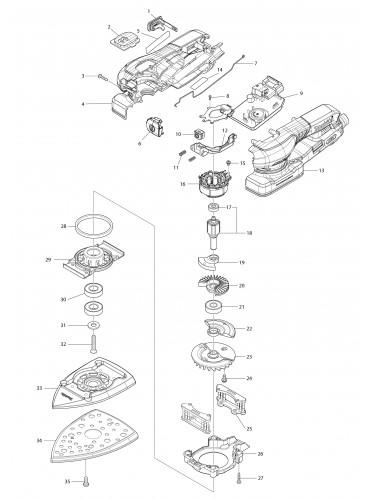 Vue éclatée Makita BO006CG#01