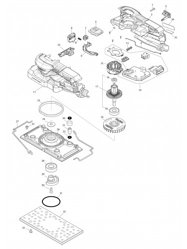 Vue éclatée Makita BO007CG#01