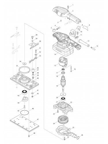 Vue éclatée Makita BO3710#01