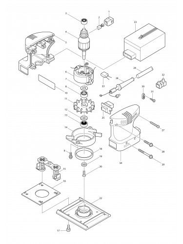 Vue éclatée Makita BO4554#01