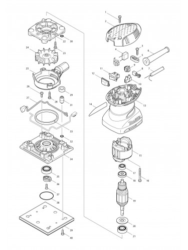 Vue éclatée Makita BO4555#01