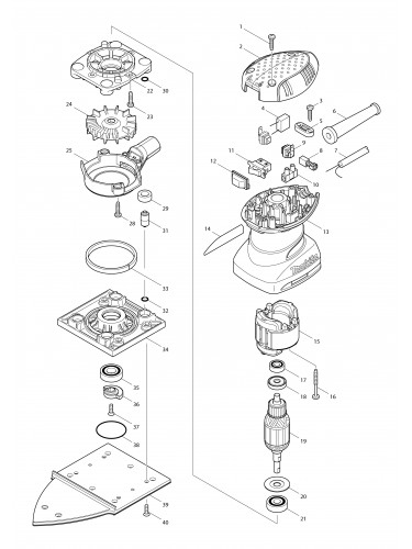 Vue éclatée Makita BO4565#01