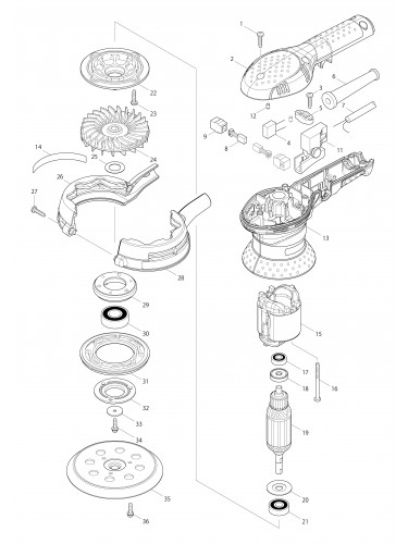 Vue éclatée Makita BO5040#01