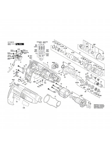Vue éclatée Bosch GBH2-18RE 3611B58301 #01