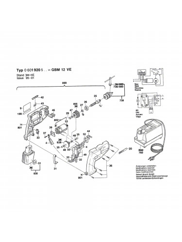 Vue éclatée Bosch GBM12VE 0601920520 #01