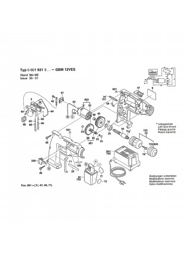 Vue éclatée Bosch GBM12VES 0601931567 #01