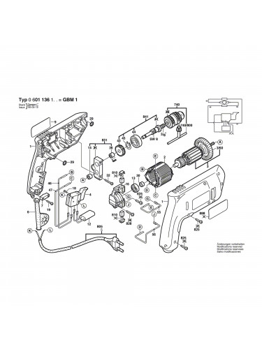 Vue éclatée Bosch GBM1 0601136165 #01