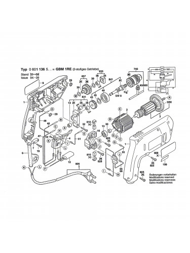 Vue éclatée Bosch GBM1RE 0601136503 #01